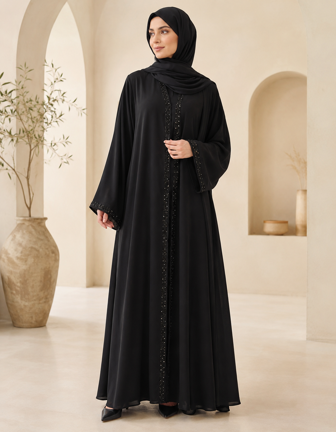 Elegant Front Open Burqa
